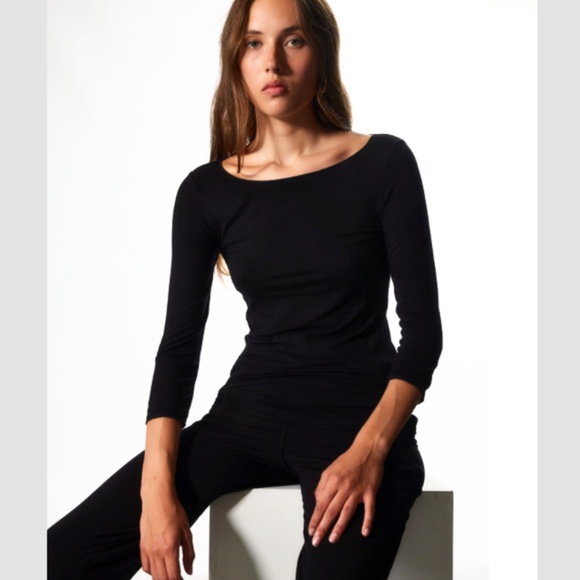 NEW- French Company Majestic Filatures Soft Touch 3/4-Sleeve Scoop Neck Shirt - Picture 5 of 11